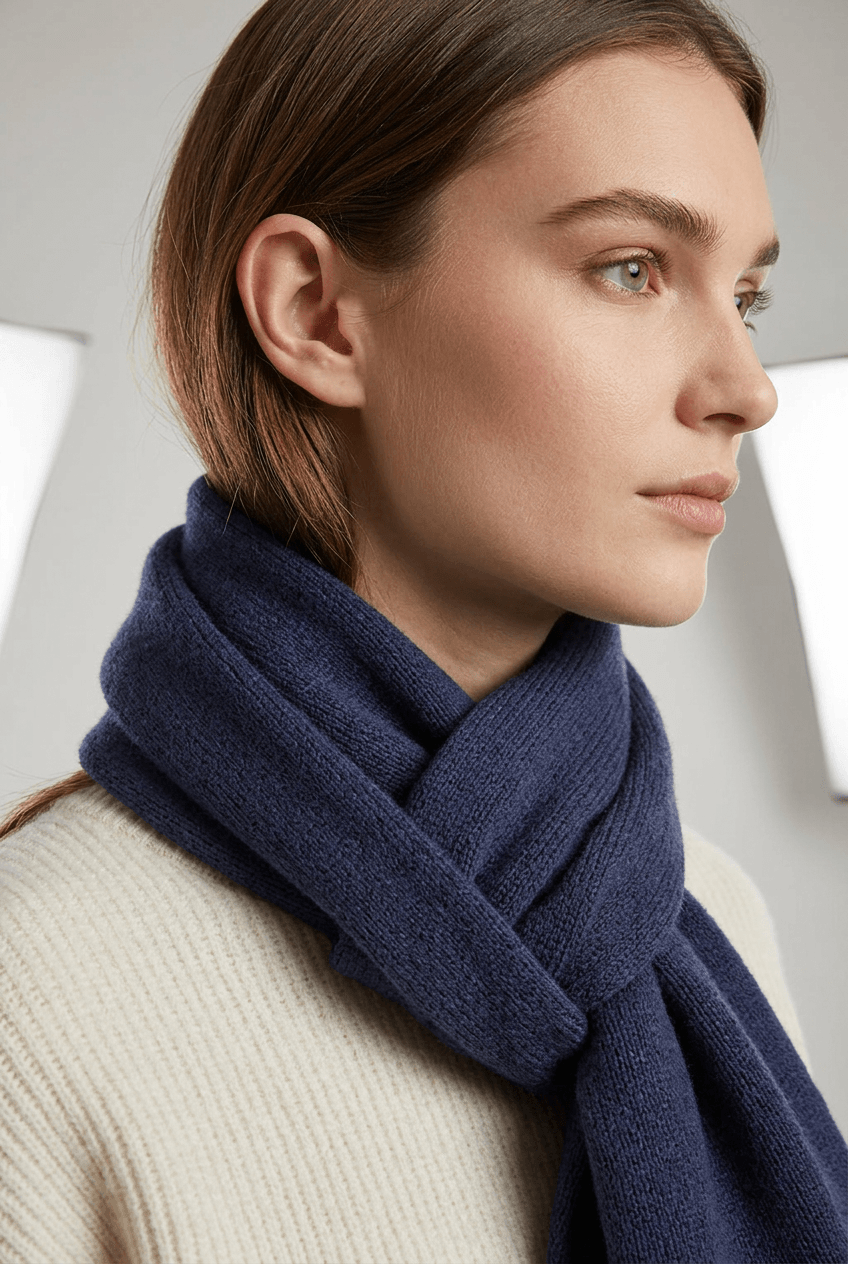 Unisex geribbelde sjaal winter | Effen ribpatroon