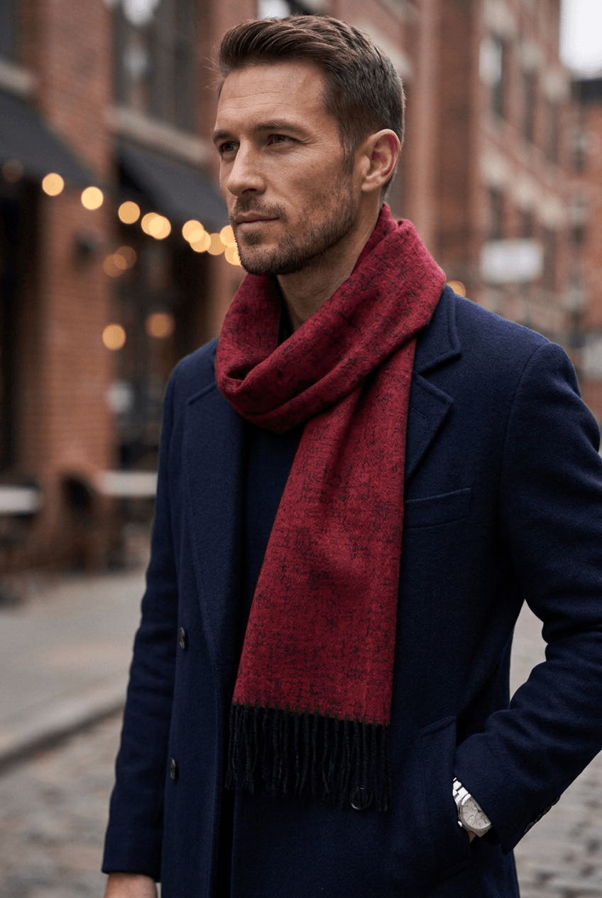 Heren sjaal casual | Geruit patroon & franjes