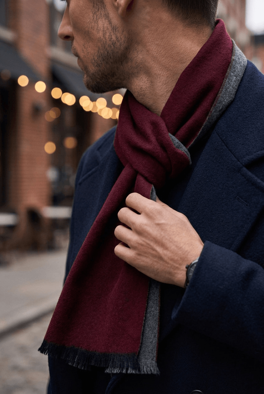 Heren sjaal casual | Geruit patroon & franjes