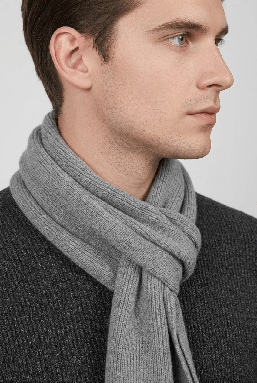 Unisex geribbelde sjaal winter | Effen ribpatroon