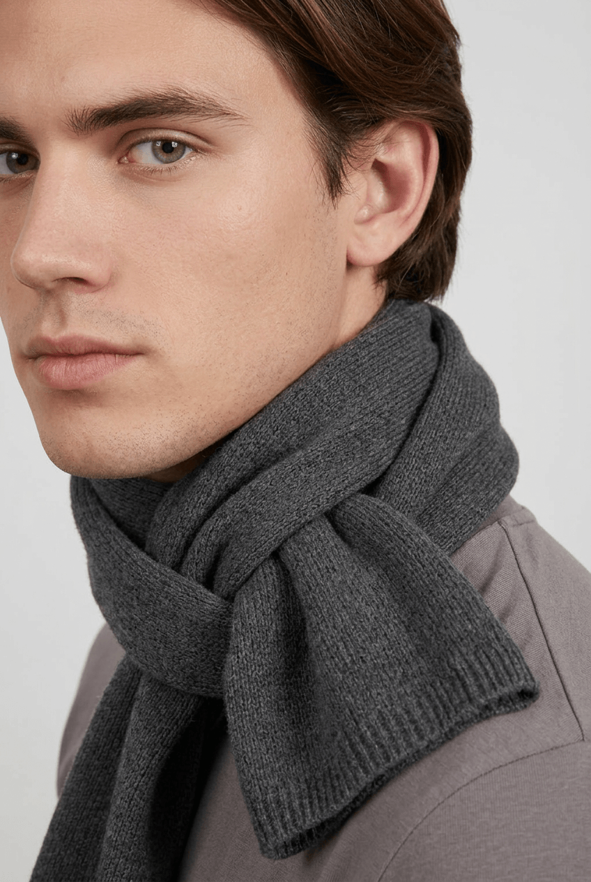 Unisex geribbelde sjaal winter | Effen ribpatroon