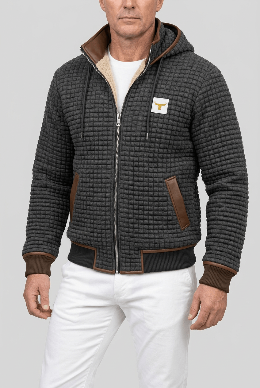 Heren Vest met Capuchon | Gewatteerd Ruitstiksel