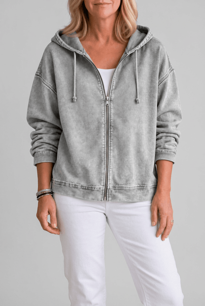Dames Hoodie | Volledige Rits & Gewassen Look