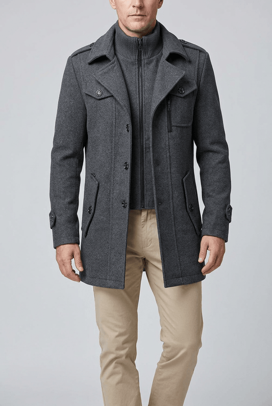 Heren Winterjas | Epauletten & Klepzakken