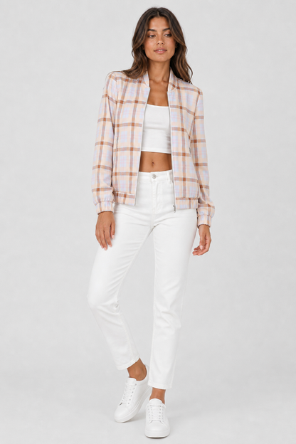 Stylish Women's Bomber Jacket | Stand-Up Collar