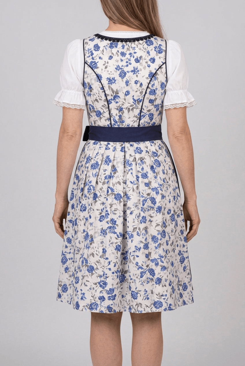Dames Dirndl Jurk | Bloemenprint & Vetersluiting