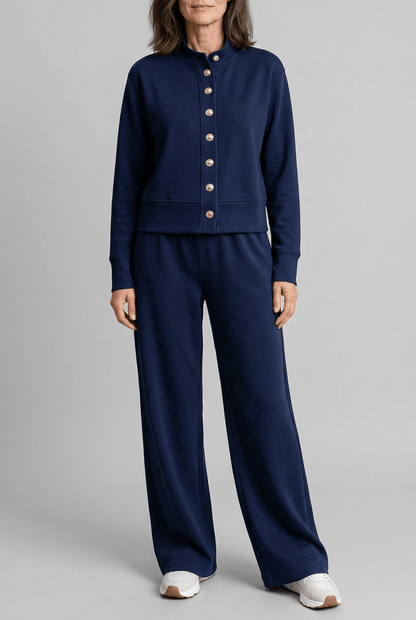 Dames Loungewear Set | Knopen Vest & Wijde Broek