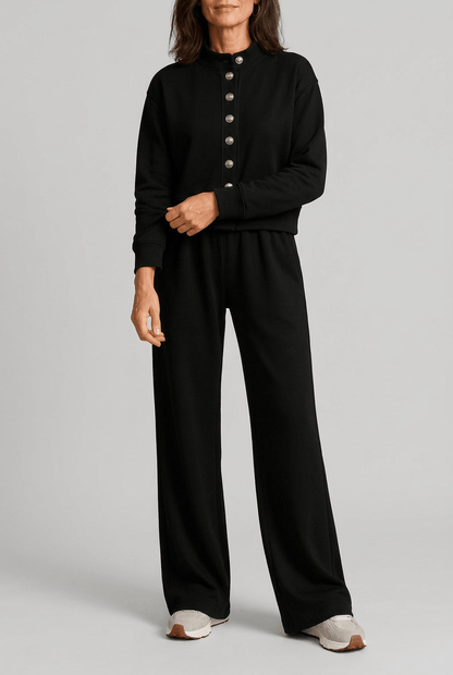 Dames Loungewear Set | Knopen Vest & Wijde Broek