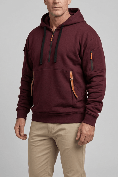 Heren Hoodie | Contrastritsen & Mouwzak
