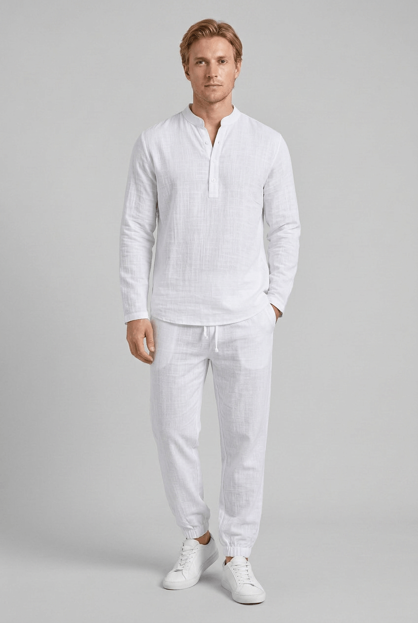 Heren Zomerset met Opstaande Kraag en Relaxed Fit Broek | Tweedelig