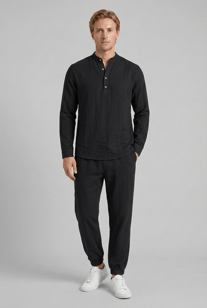 Heren Zomerset met Opstaande Kraag en Relaxed Fit Broek | Tweedelig