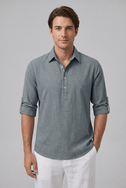 Heren Overhemd met Oprolbare Mouwen | Relaxed Fit