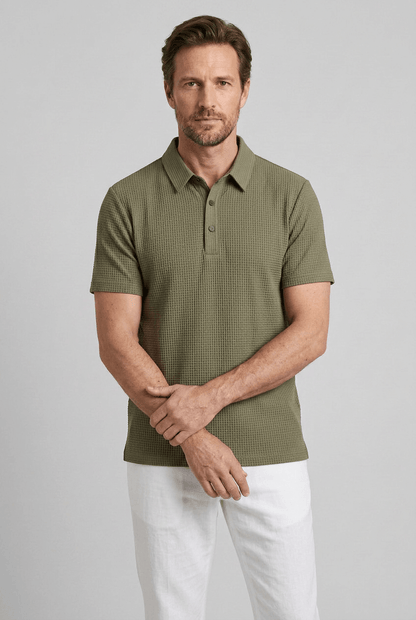 Heren Polo met Korte Mouwen en Wafelstructuur | Knoopsluiting