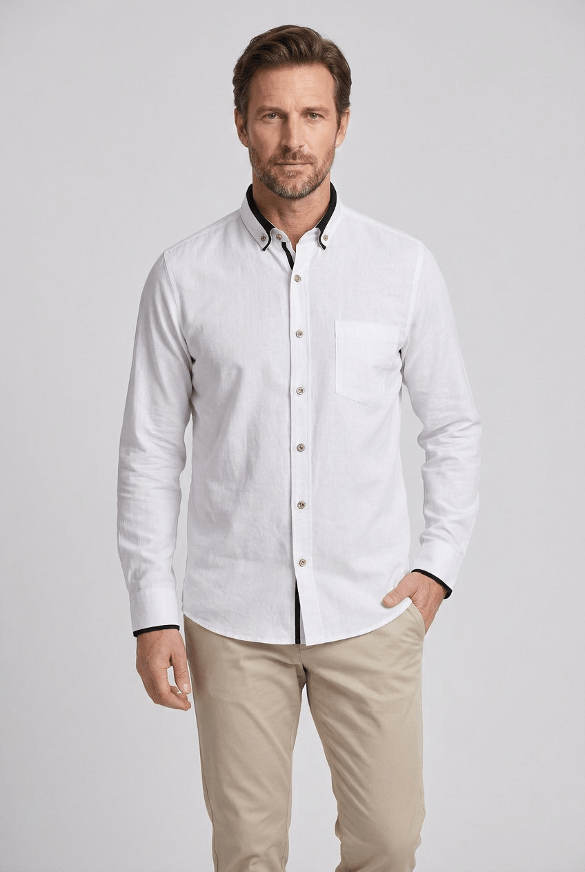 Slim Fit Shirt With Long Sleeves And Button Closure For Men | Modern