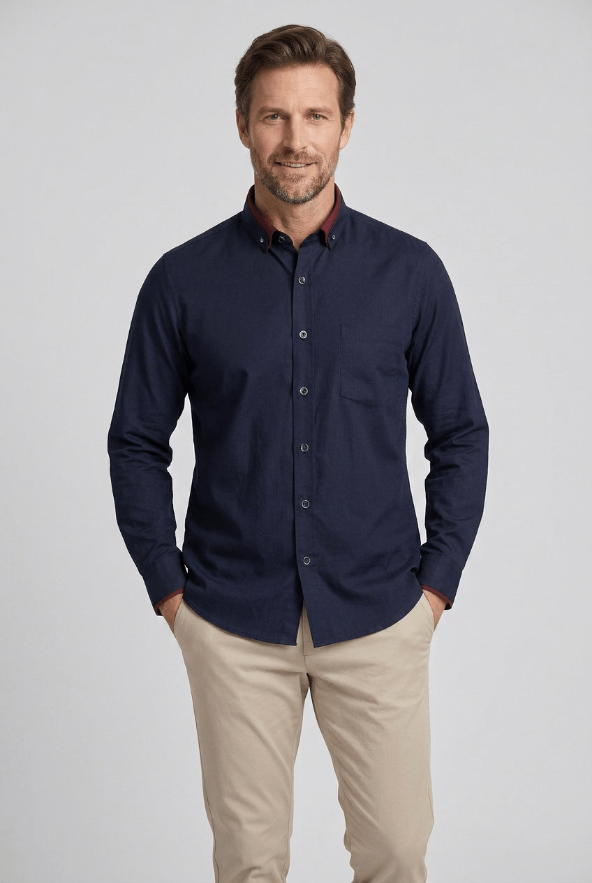 Slim Fit Shirt With Long Sleeves And Button Closure For Men | Modern