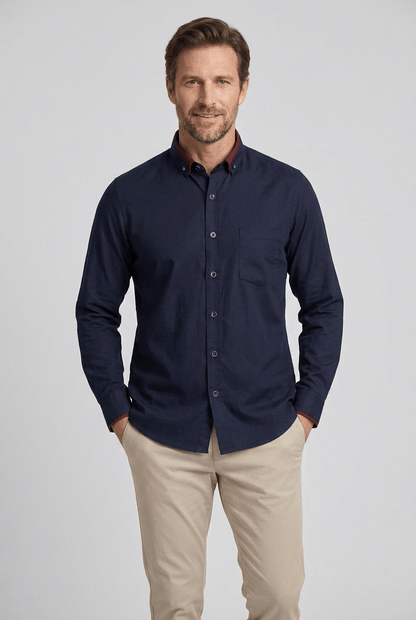 Slim Fit Shirt With Long Sleeves And Button Closure For Men | Modern