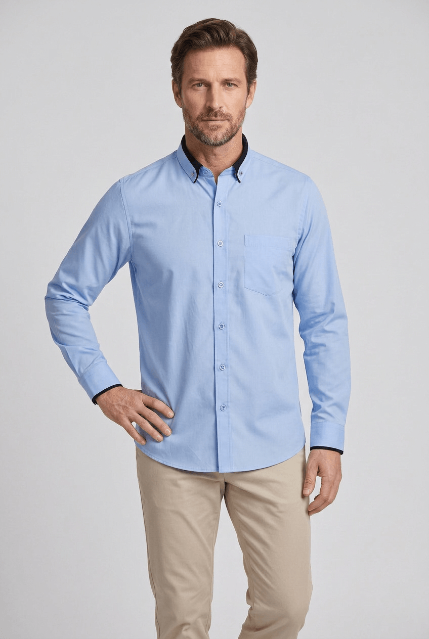 Slim Fit Shirt With Long Sleeves And Button Closure For Men | Modern
