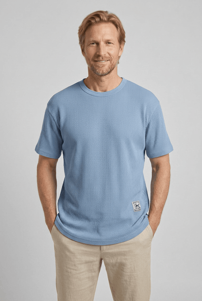 Heren T-shirt met Ronde Hals en Wafelstructuur | Casual