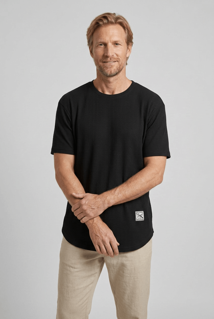 Heren T-shirt met Ronde Hals en Wafelstructuur | Casual