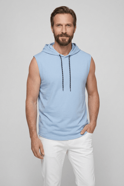 Heren Mouwloze Hoodie met Capuchon en Trekkoord