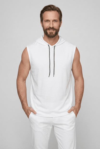 Heren Mouwloze Hoodie met Capuchon en Trekkoord