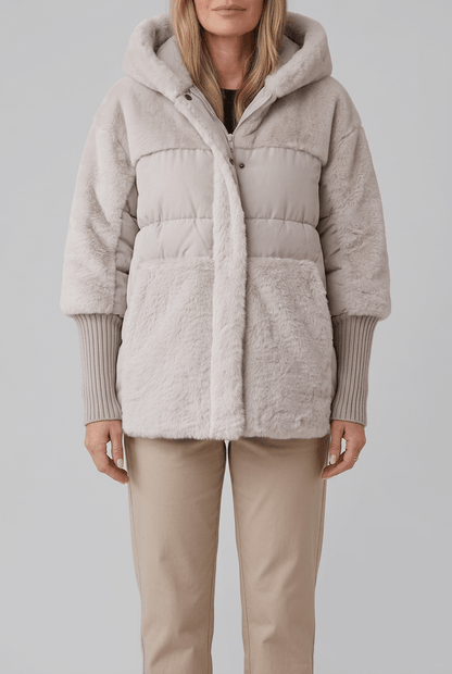 Dames Gewatteerde Winterjas | Bont-look Capuchon