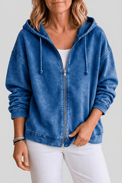 Dames Hoodie | Volledige Rits & Gewassen Look