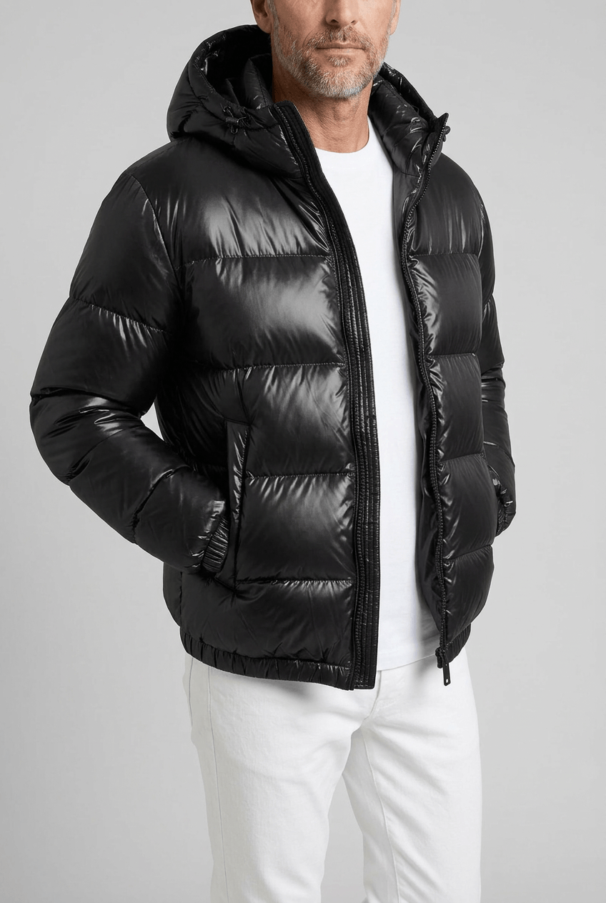 Heren gewatteerde puffer jacket | Capuchon & full-length rits