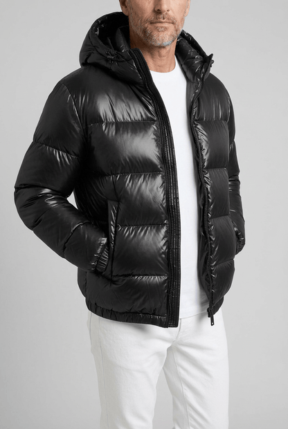Heren gewatteerde puffer jacket | Capuchon & full-length rits