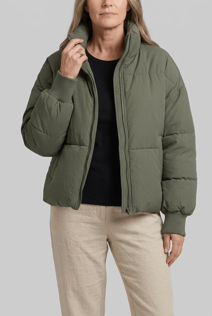 Dames Cropped Puffer Winterjas | Gewatteerd & Ritssluiting