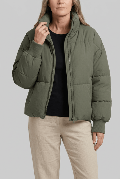 Dames Cropped Puffer Winterjas | Gewatteerd & Ritssluiting