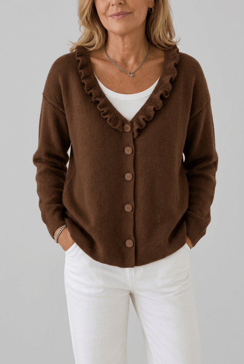 Dames Vest | Ruffle Kraag & Knoopsluiting