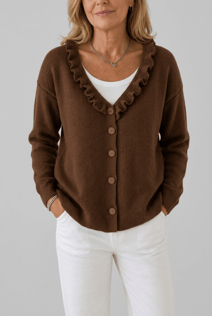 Dames Vest | Ruffle Kraag & Knoopsluiting
