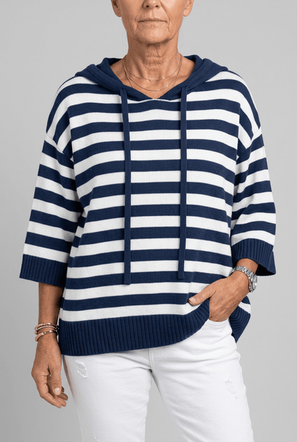 Dames Hoodie | Gestreept & Geribde Boorden