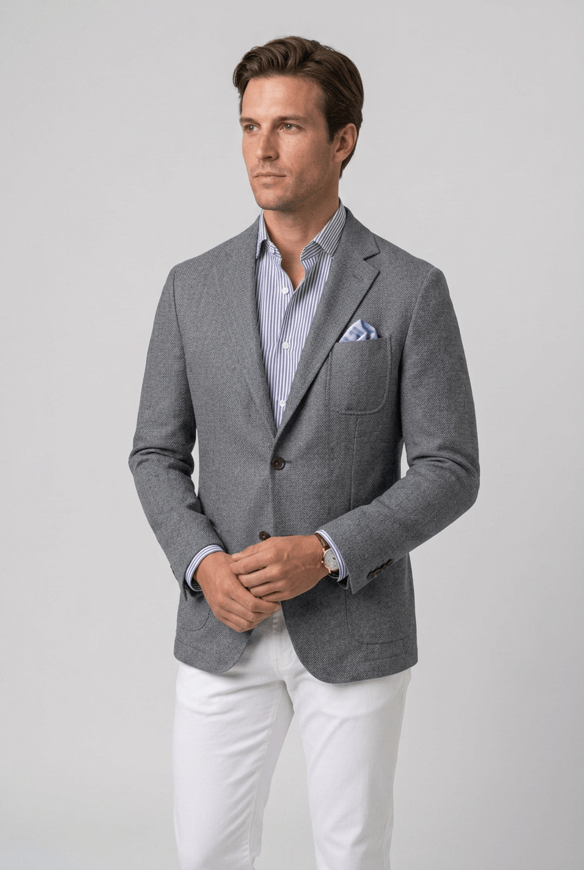 Blazer Heren Slim Fit | Notch Revers & Gestructureerde Stof