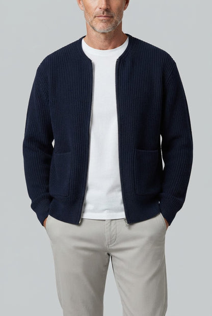 Heren cardigan winter | Ribbelstructuur & Ritssluiting