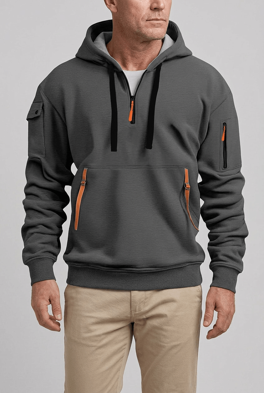 Heren Hoodie | Contrastritsen & Mouwzak