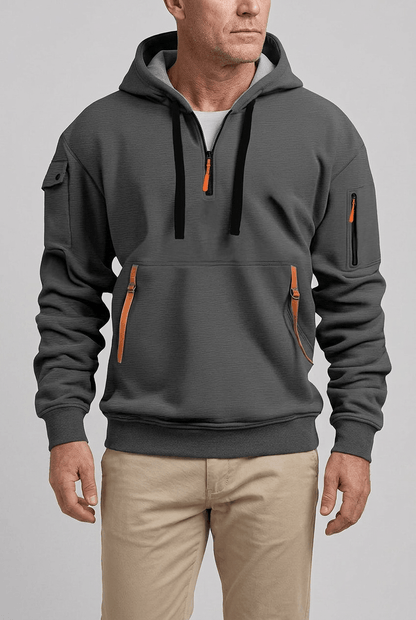 Heren Hoodie | Contrastritsen & Mouwzak