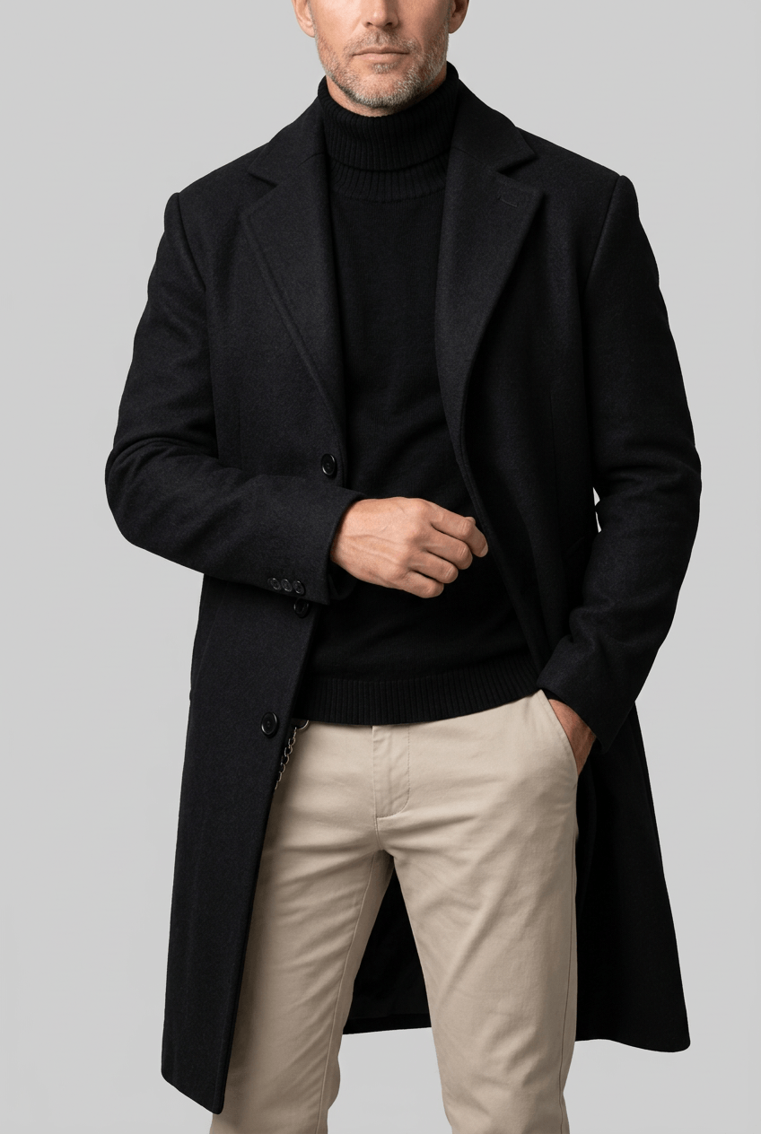 Lange Heren Jas | Getailleerd & Knoopsluiting