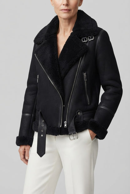 Dames Korte Bikerjas | Asymmetrische Rits & Zakken