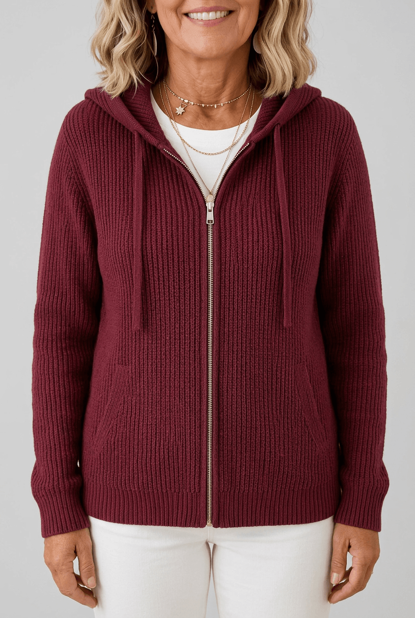 Dames Ribgebreid Vest | Capuchon & Rits