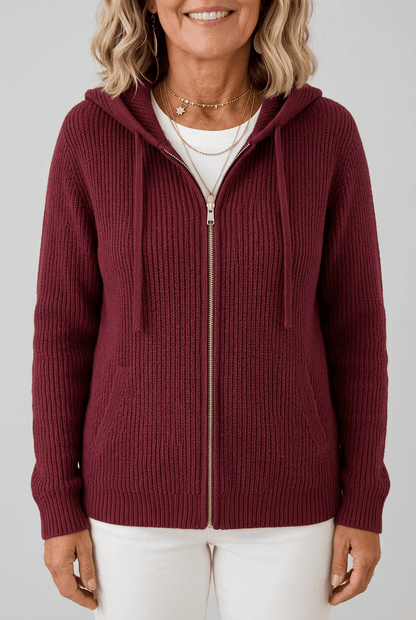Dames Ribgebreid Vest | Capuchon & Rits