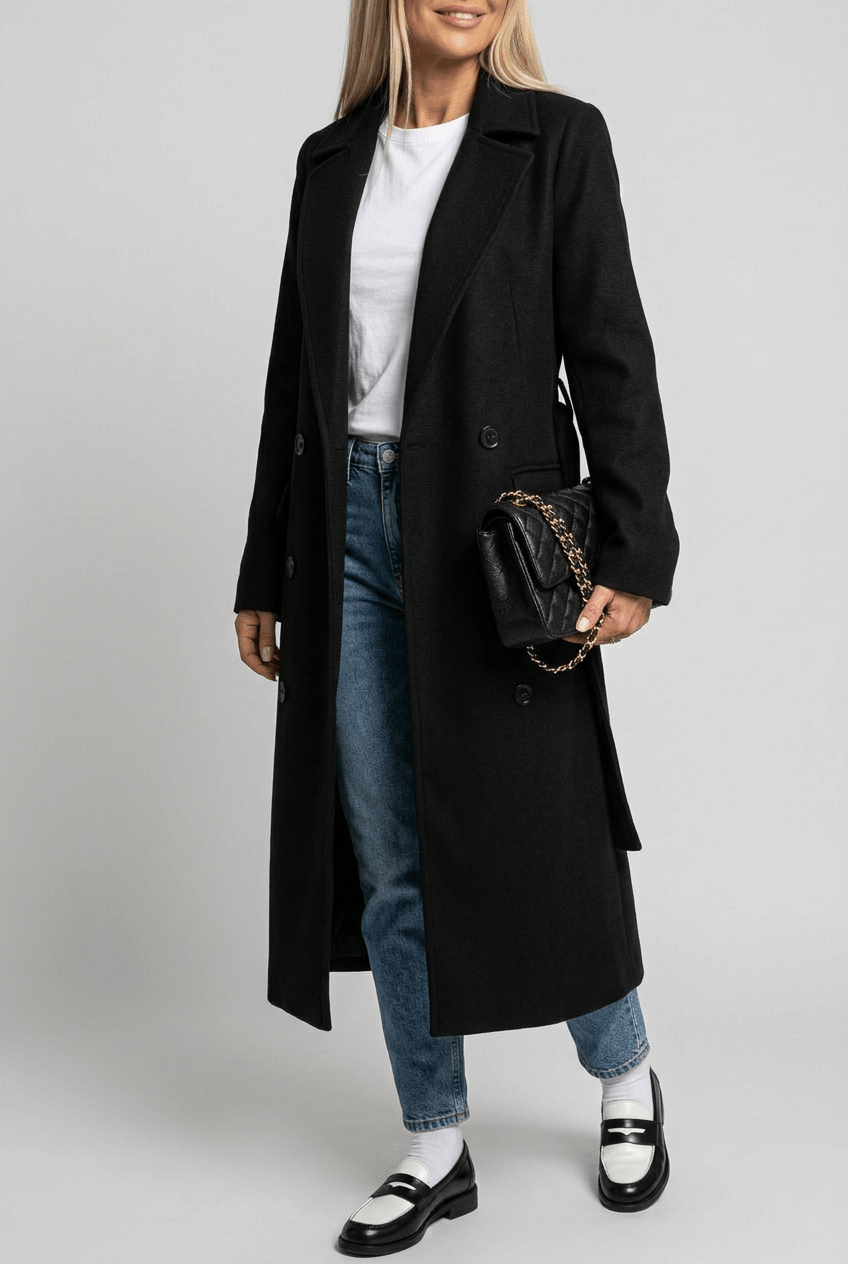 Dames Lange Trenchcoat | Ceintuur & Dubbele Knopenrij