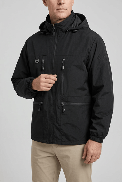 Heren Waterdichte Outdoor Jas | Capuchon & Meerdere Ritszakken