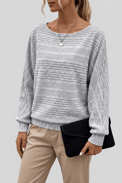 Dames Sweater met Boothals | Gestreepte Ribstructuur