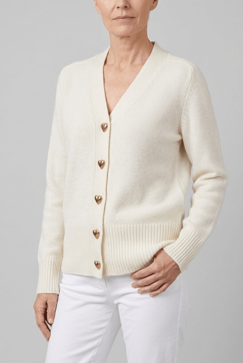 Dames cardigan winter v-hals | Hartjesknopen & knoopsluiting
