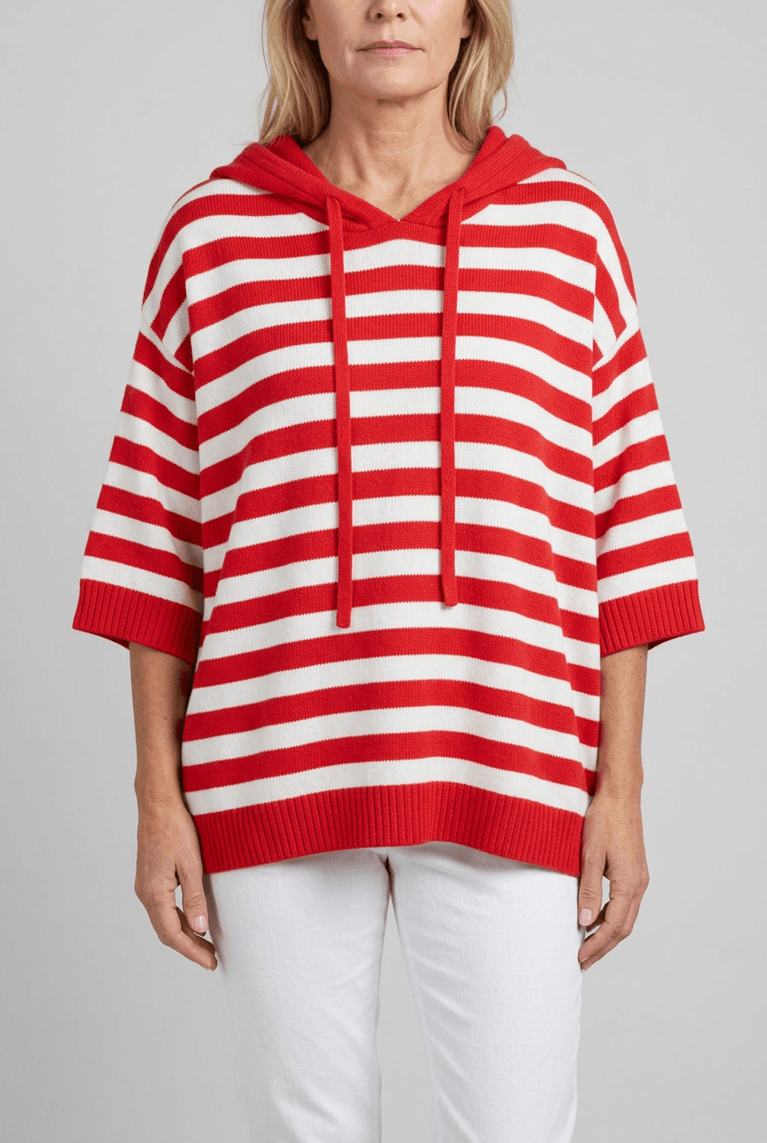 Dames Hoodie | Gestreept & Geribde Boorden