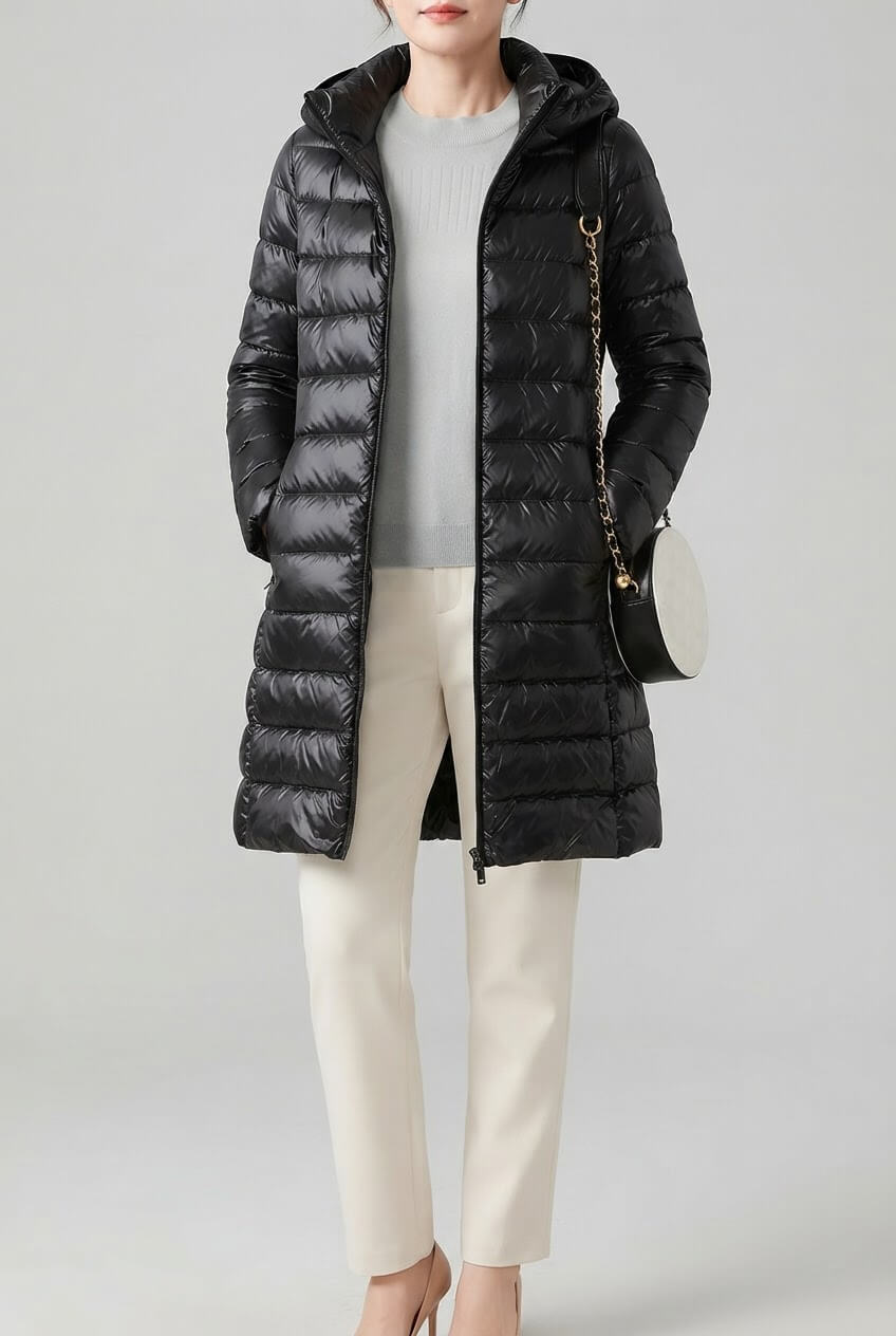 Dames Lange Puffer Winterjas | Afneembare Capuchon