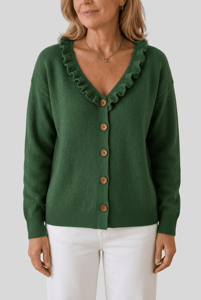 Dames Vest | Ruffle Kraag & Knoopsluiting