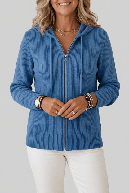 Dames Ribgebreid Vest | Capuchon & Rits